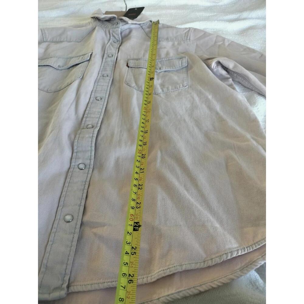 NWT Levi’s Ultimate Western Snap Denim Shirt Women's Lavender Chalk  Size XL - Picture 4 of 9